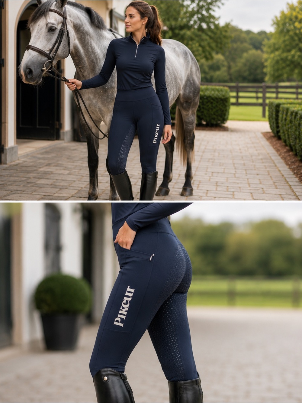 PIKEUR Athleisure Gia Grip Dark Navy Full Seat Riding Tights | 24